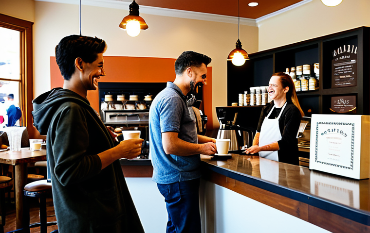 Community Coffee Tasting**
"A vibrant community gathering at a local coffee shop. People are smiling and conversing while sampling different coffee blends. Barista in background preparing drinks. Warm and inviting atmosphere. fully clothed, appropriate attire, safe for work, perfect anatomy, natural proportions, professional photography, high quality, family-friendly."
**